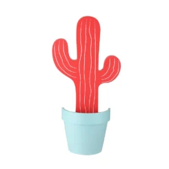 Christmas Central 13.5" Red And Blue Embellished Wood Cactus Wall Decoration