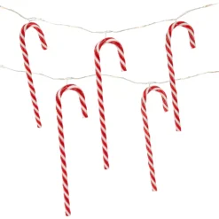 Christmas Central 10-Count LED Candy Cane Micro Fairy Christmas Light Set 4.5ft Clear Wire