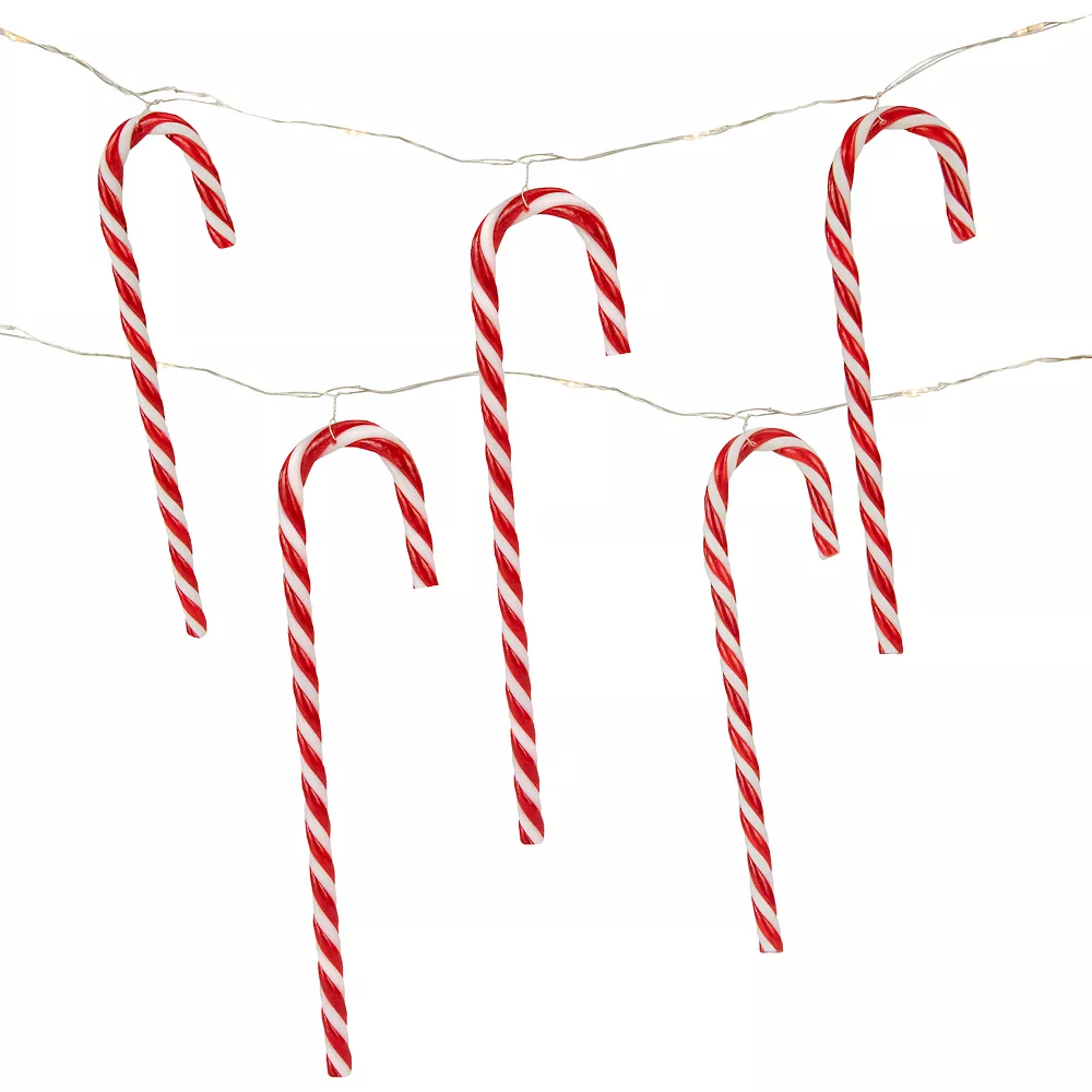 Christmas Central 10-Count LED Candy Cane Micro Fairy Christmas Light Set 4.5ft Clear Wire 1 Christmas Central 10-Count LED Candy Cane Micro Fairy Christmas Light Set 4.5ft Clear Wire